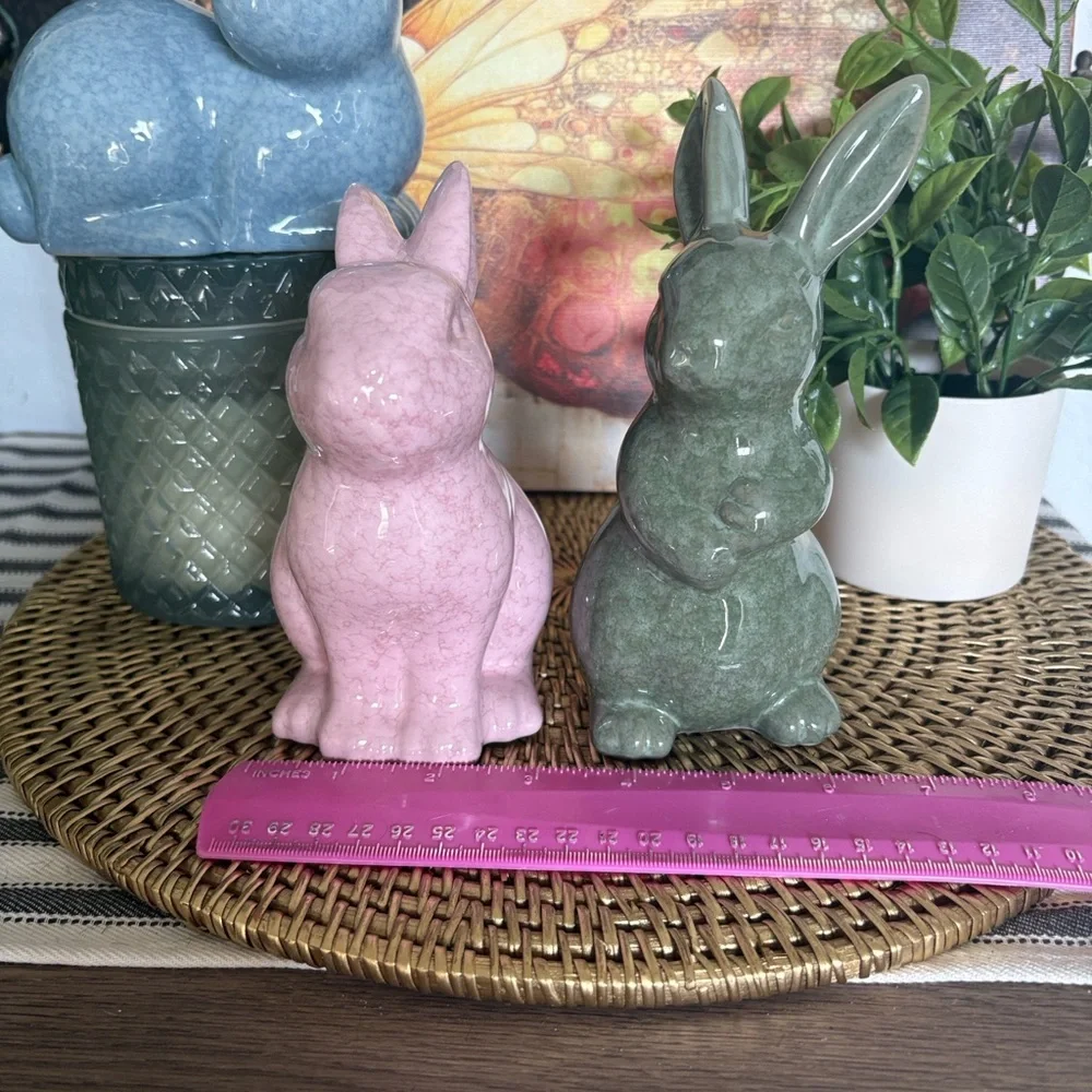 🆕3 Pastel Ceramic Bunnies - Picture 9 of 9